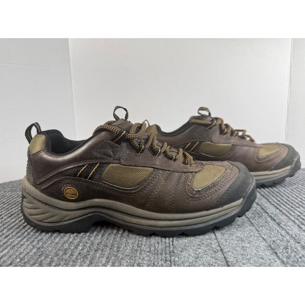 Timberland Mens 9.5M Brown Leather Mesh Hiking Shoes Low Top Trail 25109